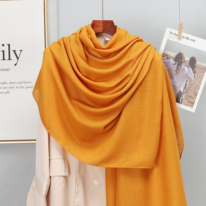 Women's Korean-style Solid Color Cotton And Linen Scarf Spring And Autumn