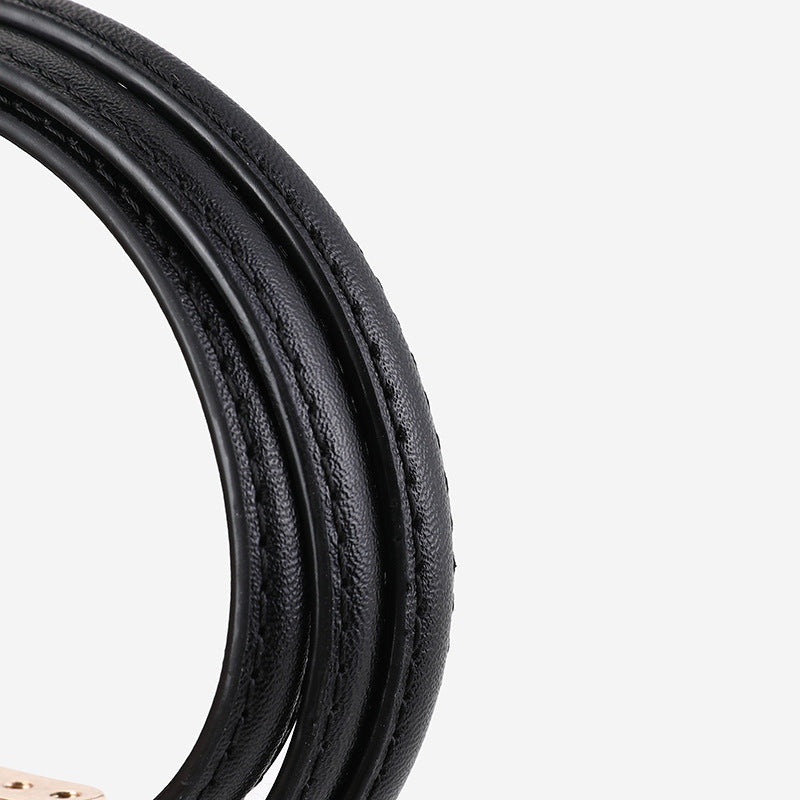 Women's Thin Genuine Leather Dress Simple Suit Coat Waist Belt