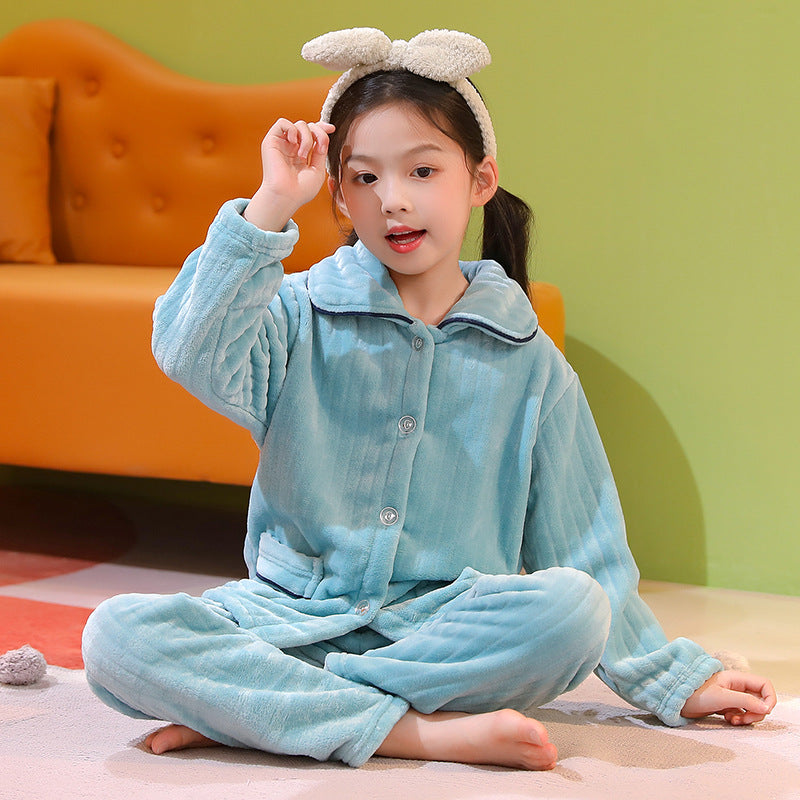 The Winter Shield: Boys’ Solid Color Flannel Pajama Set