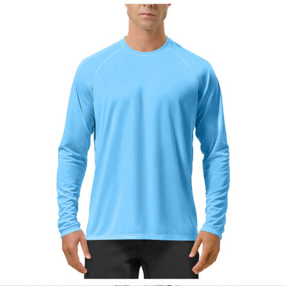 Quick-drying Solid Color Round Neck Sports Training Stretch Sun Protection Long Sleeve