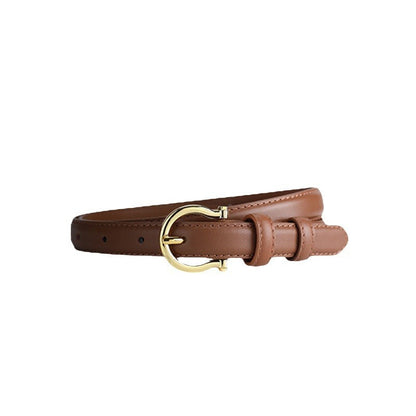 French Gold Buckle Genuine Leather Belt Women