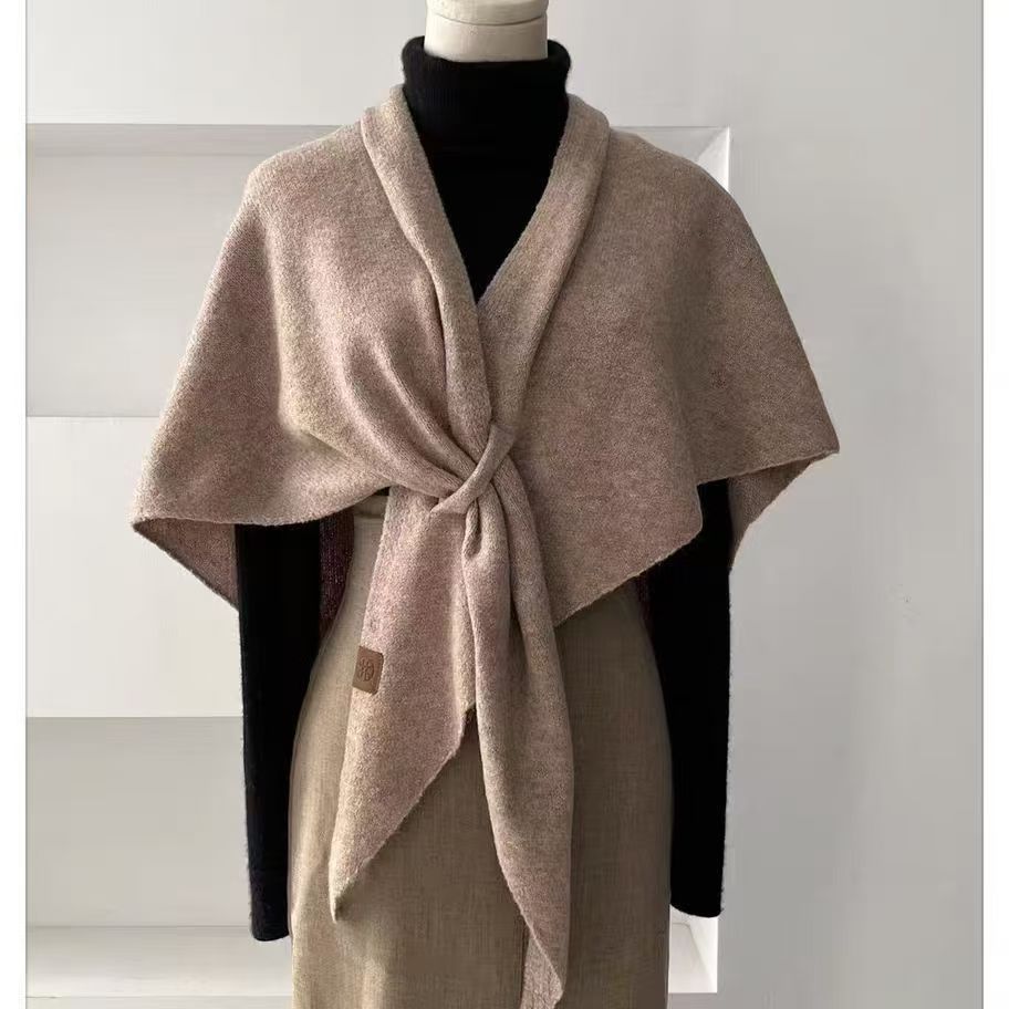 Wool Knitted Triangle Shawl Fashionable Warm Scarf