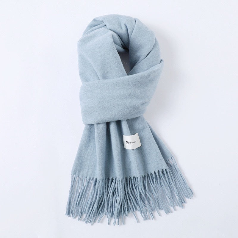 Simple Tassel Shawl Warm Artificial Cashmere Scarf