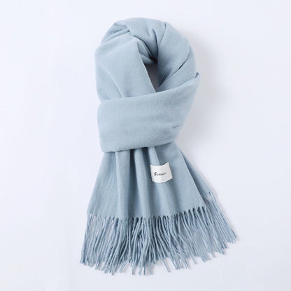 Simple Tassel Shawl Warm Artificial Cashmere Scarf