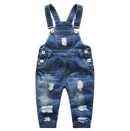 Boys Fashion Simple Denim Suspender Pants Classic Adventure