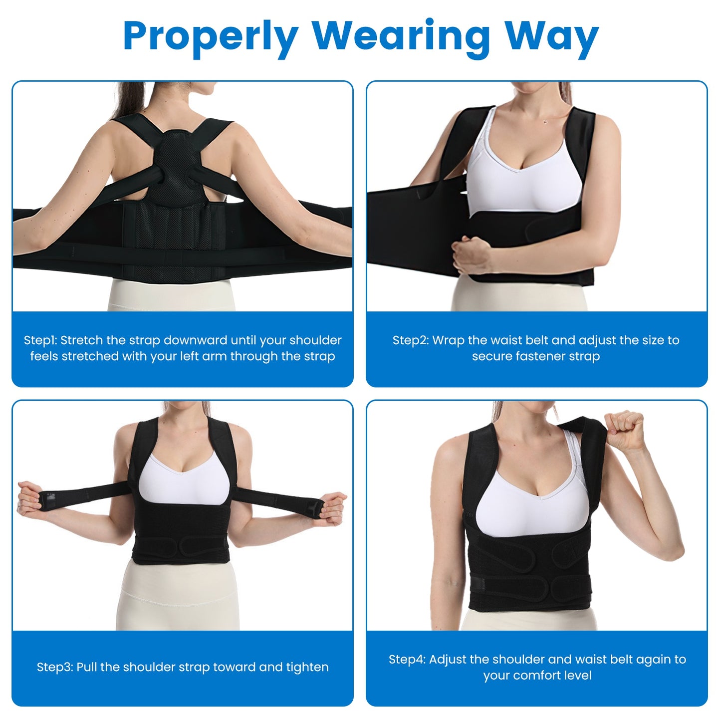 TriSize Corrector: 3-Size Adjustable Invisible Back Brace Posture Trainer for Men & Women