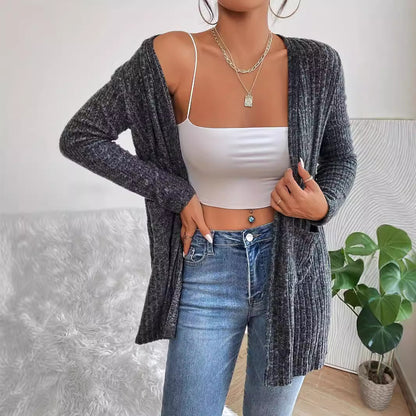 Knitted Cardigan Pocket Long Sleeve Coat Sweater