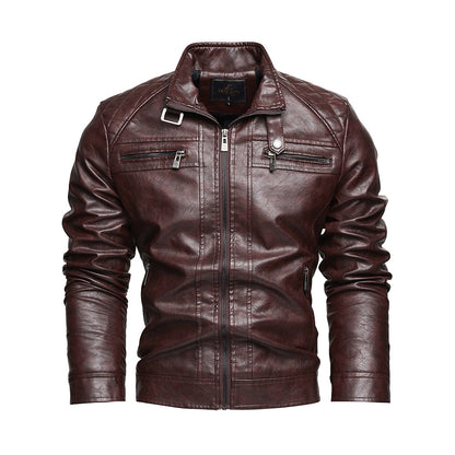 Personalized Trendy Pocket PU Leather Coat Trendy Men Leather Jacket Signature Utility