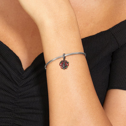 Blooming Rose Skull Pendant 925 Silver DIY Accessories