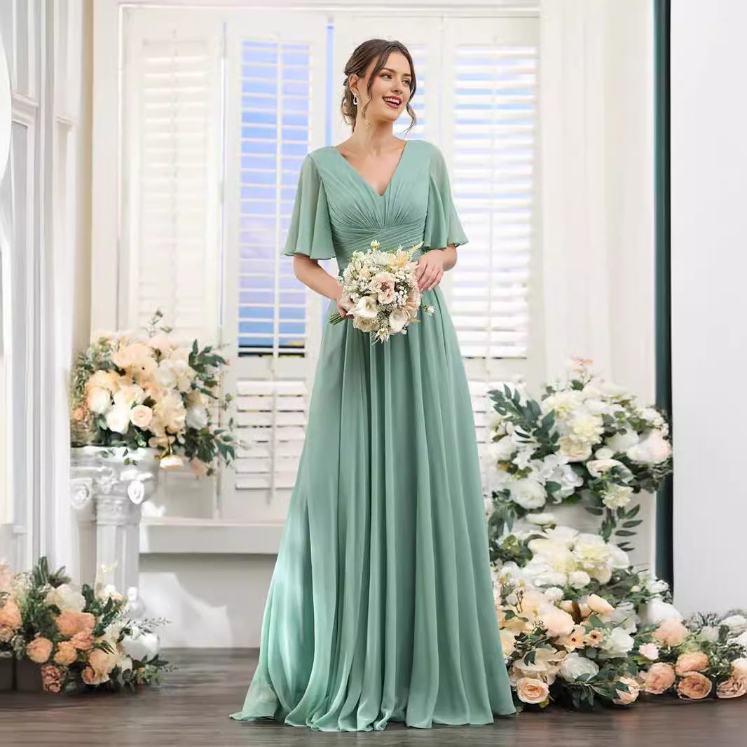 Split Mixed Satin Banquet Evening Long Dress