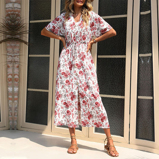 Casual Ladies Fashion Short Sleeve Printed Dress