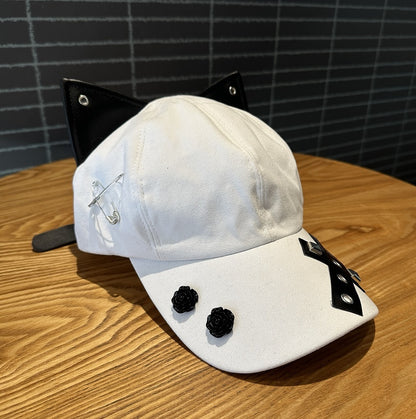 A Niche Baseball Cap With Three-dimensional Cat Ears