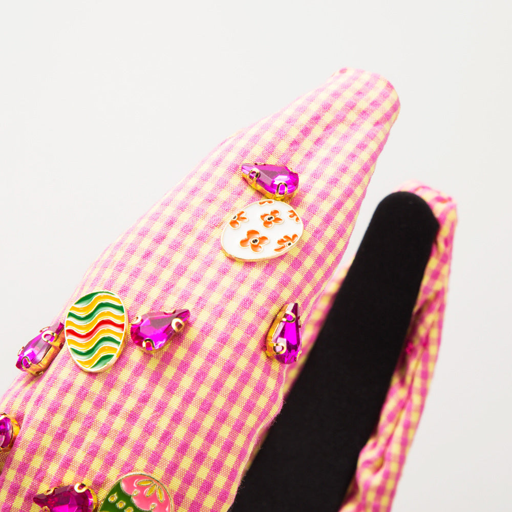 Fashion Plaid Fabric Hand-stitched Easter Headband