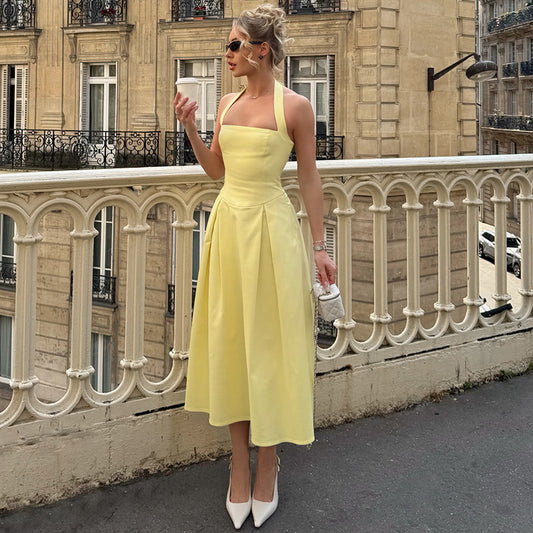 Women's Fashion Sexy Temperament High Waist Halter Tube Top Dress