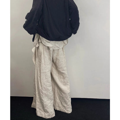 Large Pleated Wide-leg Pants