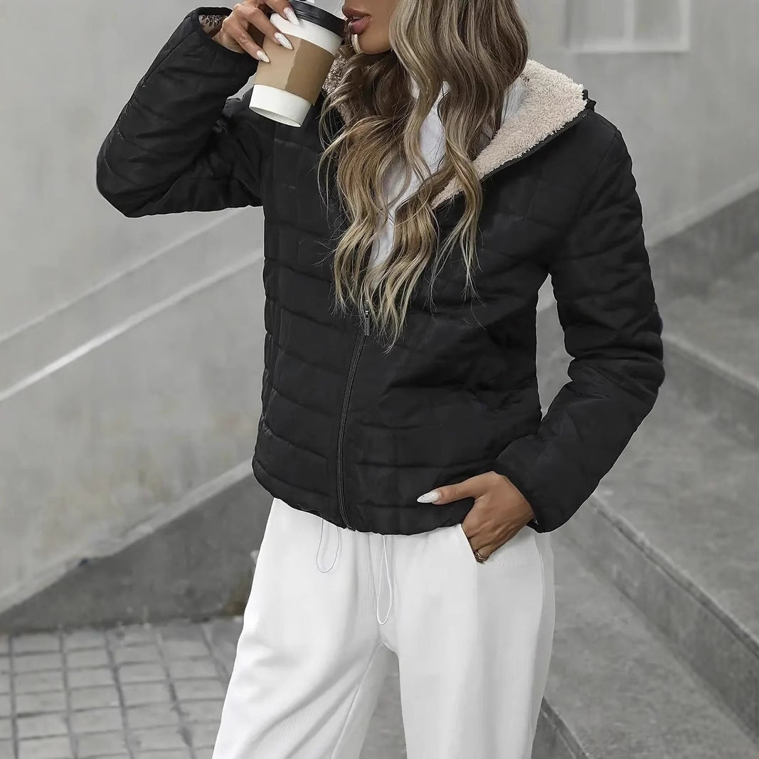 Cashmere Casual Jacket Plaid Cotton-padded Jacket For Women