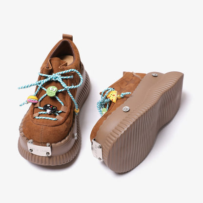 Dopamine Summer Platform Leather Shoes Lace-up Shoes