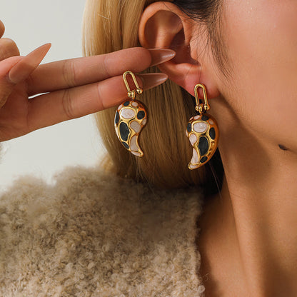 Elegant Drop-shaped Design Earrings U-shaped Buckle Stainless Steel Drop Oil