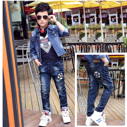 Boys Jeans Autumn Winter New One-Piece Velvet Luxe Insulation