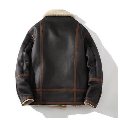 Plus Size Casual Polo Collar Fleece-Lined Thickened Fur Jacket Inclusive Luxury