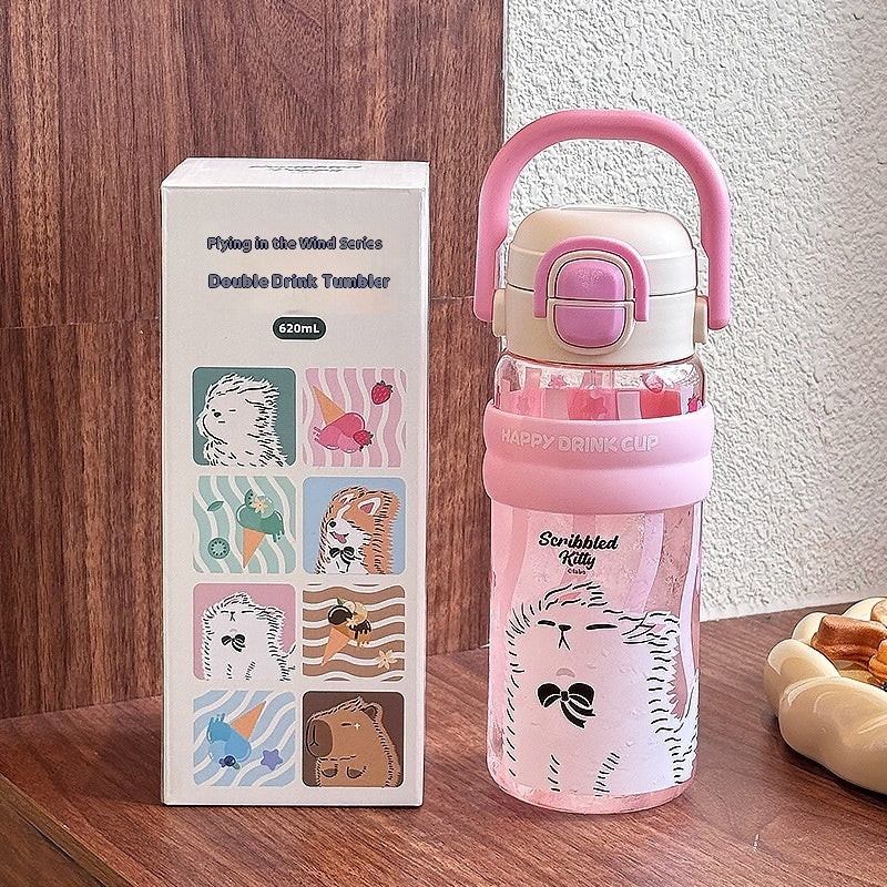 Summer Large Capacity High Temperature Resistant Plastic Double Drinking Water Bottle