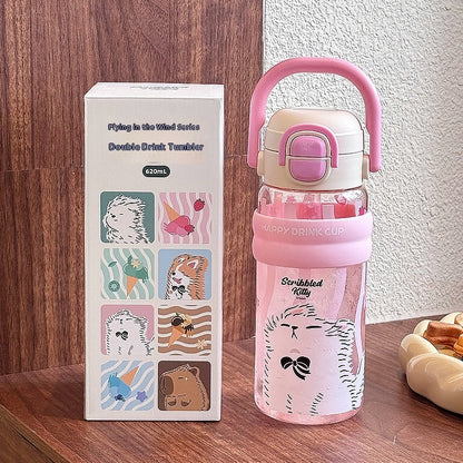 Summer Large Capacity High Temperature Resistant Plastic Double Drinking Water Bottle