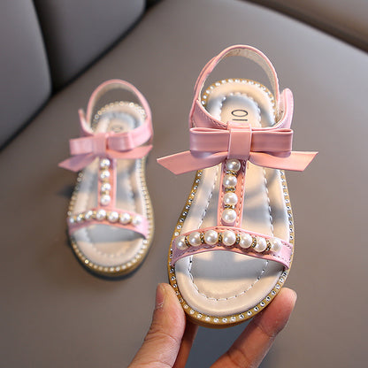 Girls' Summer New Princess Pearl Sandals