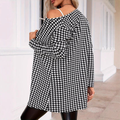 Spring And Autumn Two Seasons Women's Printed Coat Round Neck Small Suit