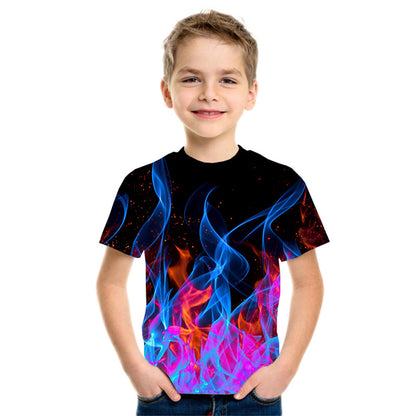 The Flame Prism: Three-Color Flame 3D Printed Short-Sleeve T-Shirt