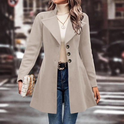 Fashionable And Casual Solid-color Elegant Mid-length Women's Thick Jacket