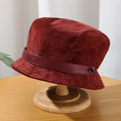 Corduroy Fisherman Hat Children's Autumn And Winter High-grade Hepburn Style