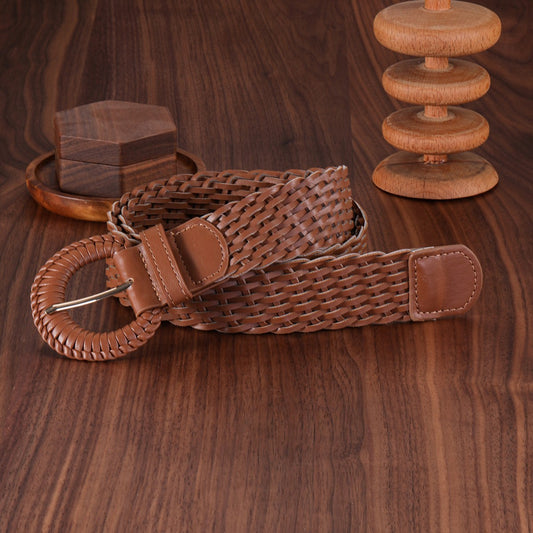 Fashion New Women's Handmade Woven Leather Belt