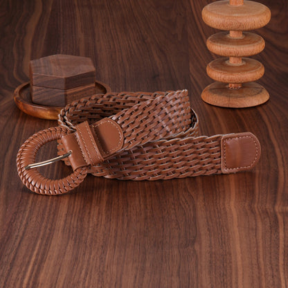 Fashion New Women's Handmade Woven Leather Belt