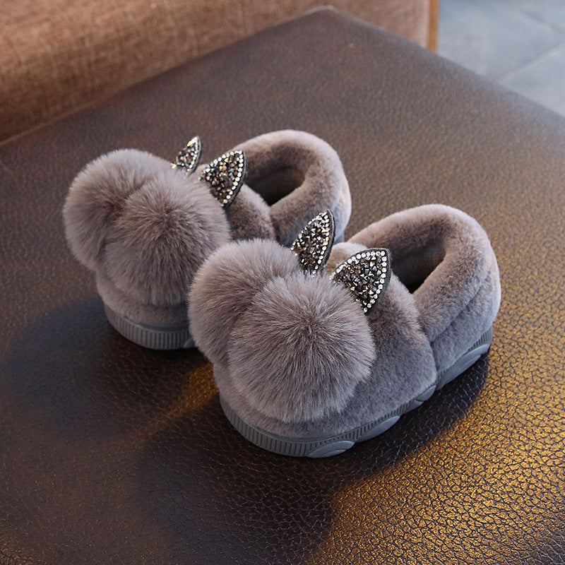 Boy's Wool Slippers Indoor Parent-child Cotton Shoes