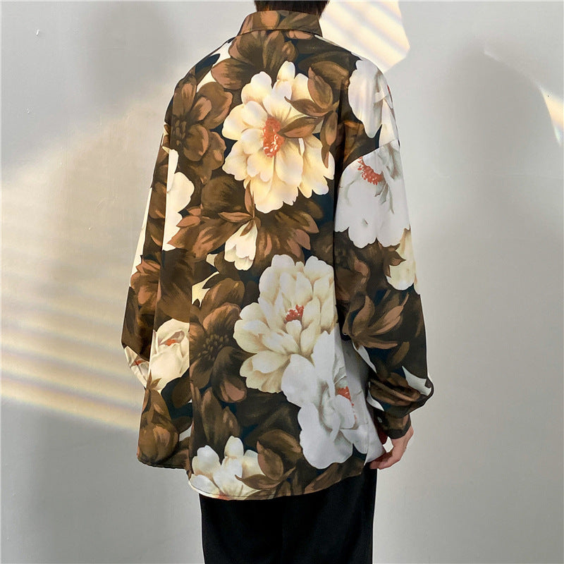 Vintage Floral Full-printed Long-sleeved Shirt