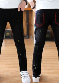 Black Spray Point Trousers