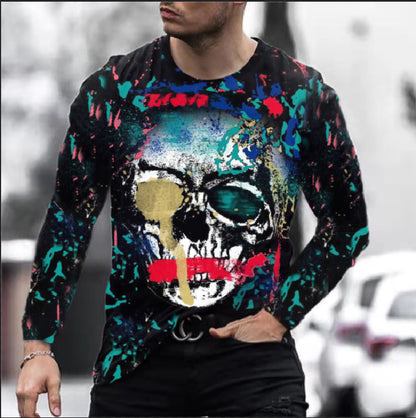 Digital Skull Graphic Long Sleeve Performance T-Shirt