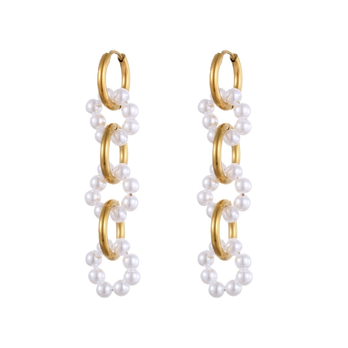 Pearl Earrings Long Tassel Stainless Steel Earrings Design Earrings