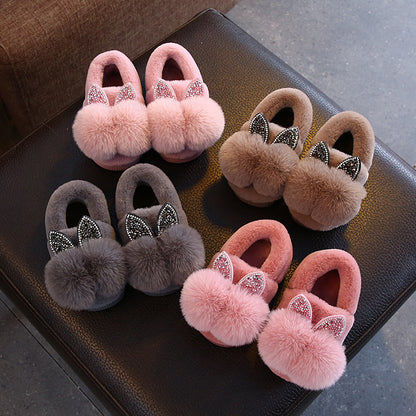 Boy's Wool Slippers Indoor Parent-child Cotton Shoes