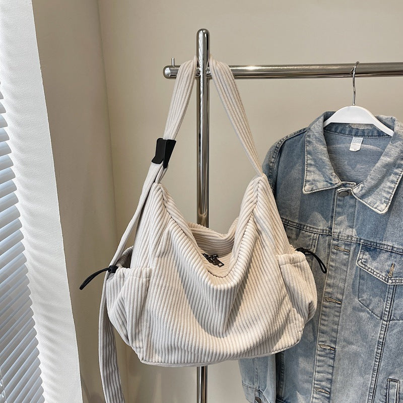 Corduroy Tote Women's Large Capacity Simple Messenger Bag