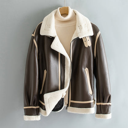 Fleece-Lined Thickened Lapel Jacket Cozy Tailored Refinement