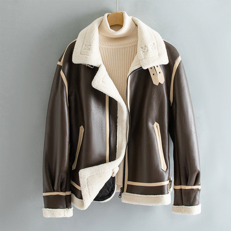 Fleece-Lined Thickened Lapel Jacket Cozy Tailored Refinement