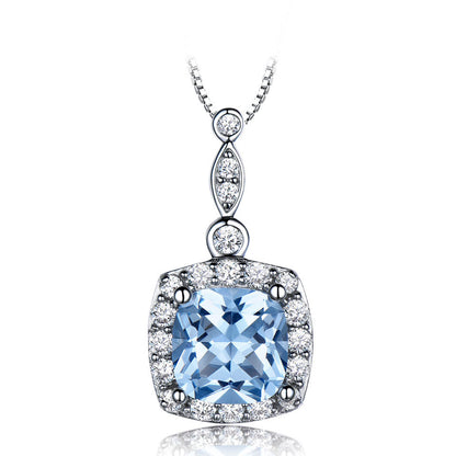 925 Sterling Silver Necklace Sky Blue Topaz Four-Piece Set