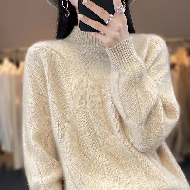 Comfortable Slimming Soft Glutinous Knitted Thickened Half-high Collar Sweater