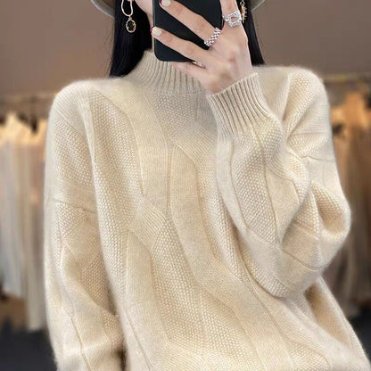 Comfortable Slimming Soft Glutinous Knitted Thickened Half-high Collar Sweater