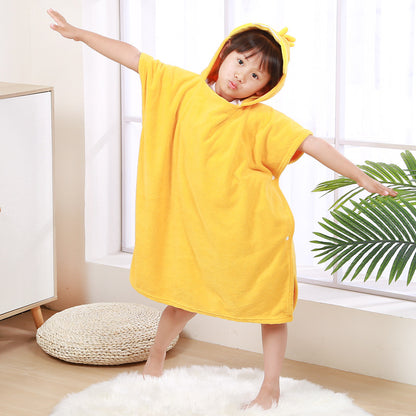 The Absorbent Cloak: Wearable Coral Fleece Hooded Towel