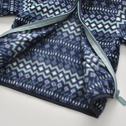 Baby Polar Fleece Jacket Navy Blue Striped Thin Long Sleeve Stand Collar Top