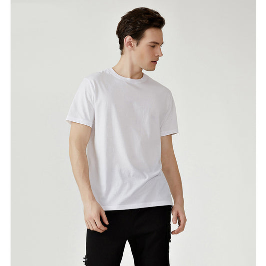 Loose Casual Crewneck Versatile Top Embossed Half Sleeves