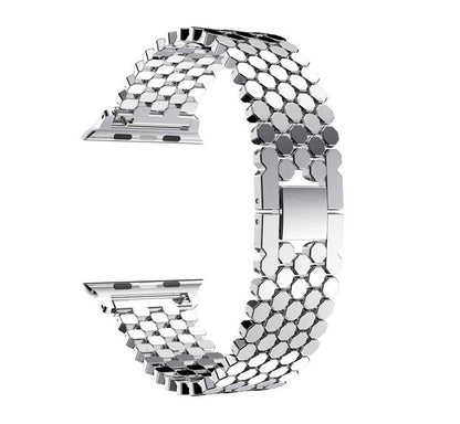 Scale Grain Zinc Alloy Five-bead Honeycomb Strap