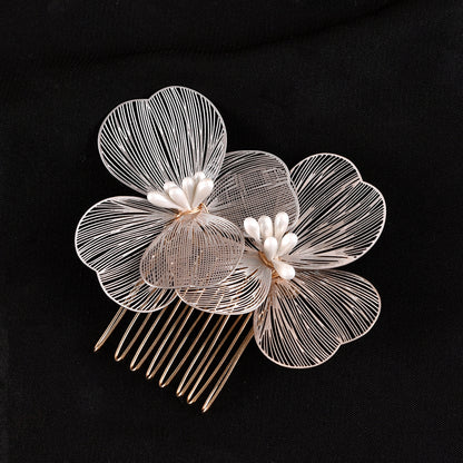 Bridal Headdress Super Fairy Golden Flower Comb